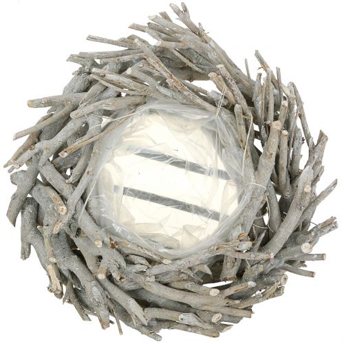 Floristik24 Récipient à plantes couronne-corbeille en branches, gris Ø 42 cm