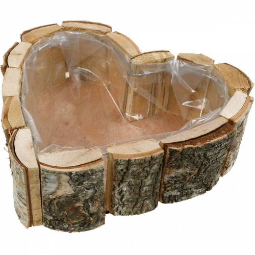 Floristik24 Jardinière, bol en bois en forme de coeur, jardinière en bois de bouleau, bol coeur 27 × 28cm