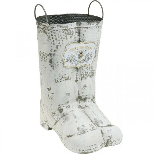 Floristik24 Jardinière Boots Abeille Métal Blanc Déco Jardin Vintage H31cm