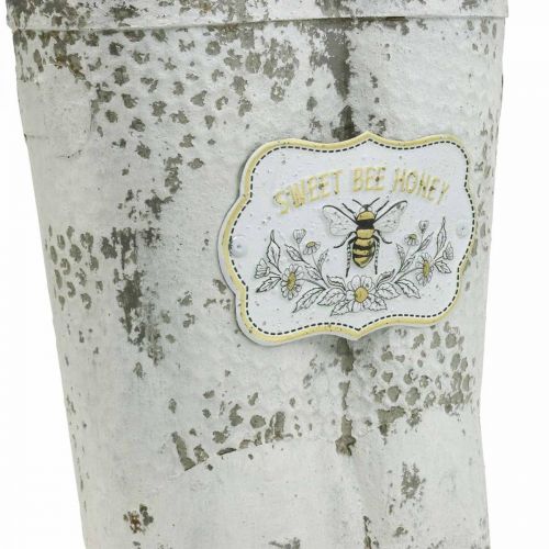 Floristik24 Jardinière Boots Abeille Métal Blanc Déco Jardin Vintage H31cm