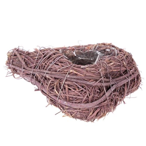 Bol en forme de cœur avec branches et insert en aluminium pour compositions florales, 14 cm, lot de 2 | Floristik24.be