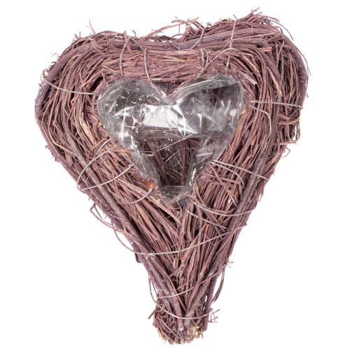 Bol en forme de cœur avec branches et insert en aluminium pour compositions florales, 14 cm, lot de 2 | Floristik24.be