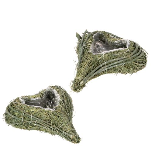 Cœur végétal en matériau naturel avec insert en feuille d'aluminium, 22 cm, 2 pièces
