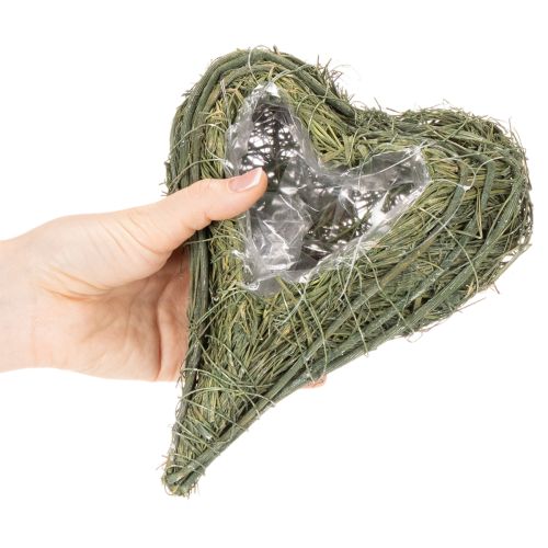 Cœur végétal en matériau naturel avec insert en feuille d'aluminium, 22 cm, 2 pièces | Floristik24.be