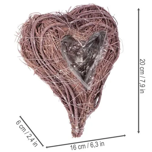 Cœur décoratif en brindilles avec feuille de plantation, 20 cm, 2 pièces | Floristik24.be