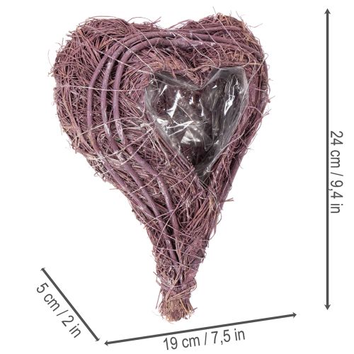Cœur de plante décoré de papier aluminium, 24 cm | Floristik24.be