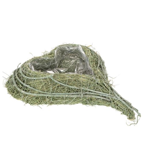 Bol en forme de cœur en herbe naturelle avec feuille de plantation, 38 cm