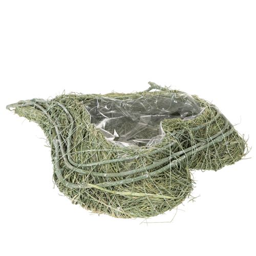 Bol en forme de cœur en herbe naturelle avec feuille de plantation, 38 cm | Floristik24.be