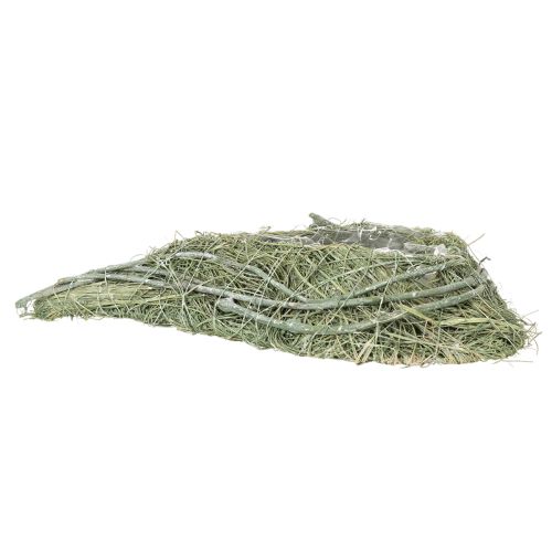 Bol en forme de cœur en herbe naturelle avec feuille de plantation, 38 cm | Floristik24.be