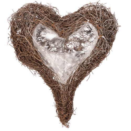 Pot de fleurs en forme de cœur, fabriqué à partir de brindilles recouvertes de papier aluminium, 20 cm, 2 pièces | Floristik24.be