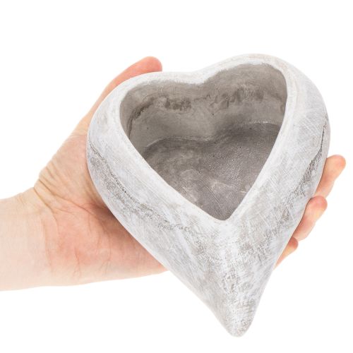 Bol décoratif en forme de cœur, gris ; petit pot de fleurs en forme de cœur, 19 cm | Floristik24.be
