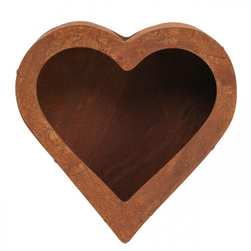 Jardinière décorative en métal patiné coeur végétal métal 20×20×5cm