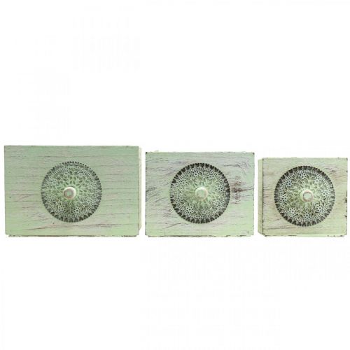 Article Boîte à plantes tiroir décoratif shabby vert 15-23cm lot de 3