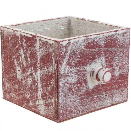Article Boîte à plantes en bois tiroir décoratif shabby chic rouge blanc 12cm