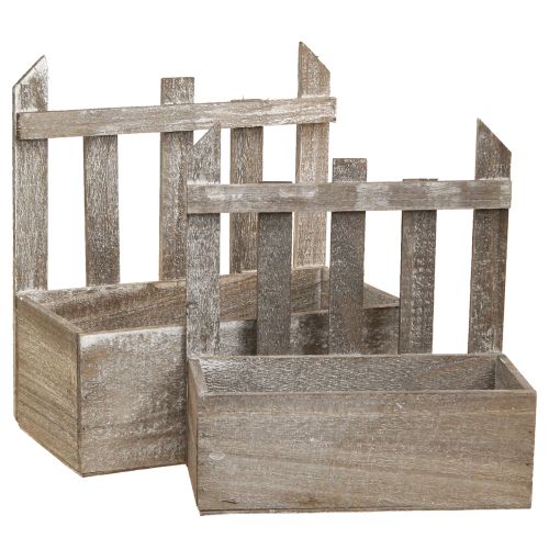 Mini jardinière en bois L22/25cm Lot de 2