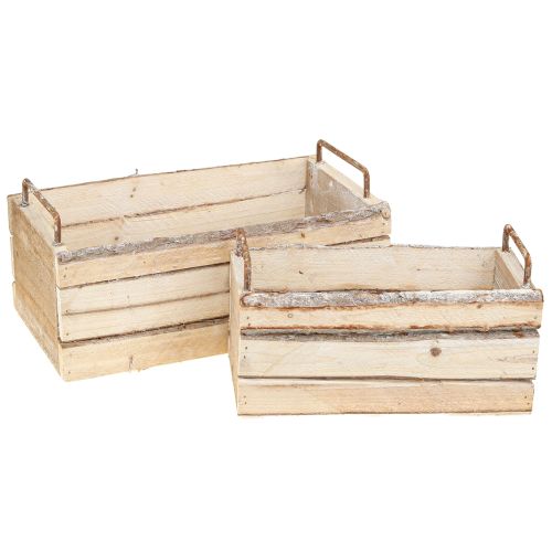 Floristik24 Jardinière Bois Écorce Manche Naturel L29cm/23cm Lot 2pcs