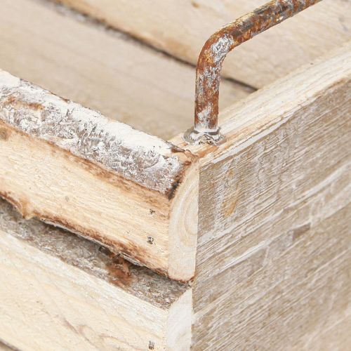 Article Jardinière Bois Écorce Manche Naturel L29cm/23cm Lot 2pcs