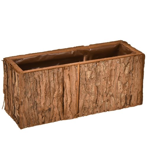 Jardinière en bois rectangulaire en écorce de pin 27×10cm
