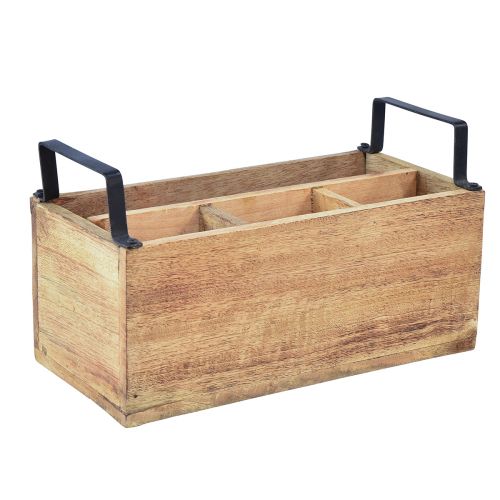 Boîte à plantes porte-couverts en bois boîte en bois 4 compartiments L30cm