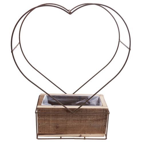 Article Jardinière en bois coeur décoratif rouille H41cm/39cm lot de 2