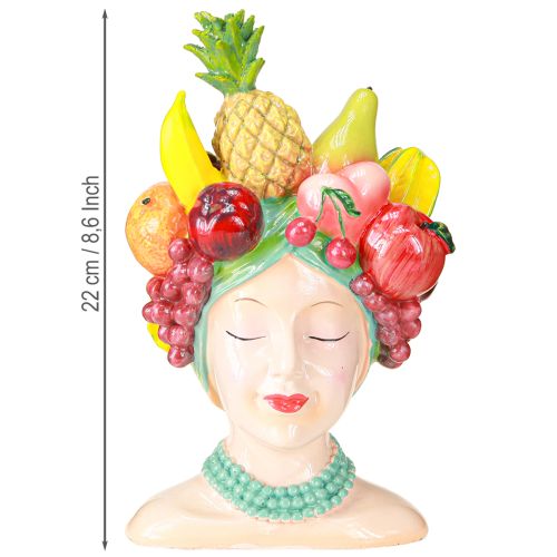 Floristik24 Vase exotique Buste de femme avec fruits tropicaux H22cm