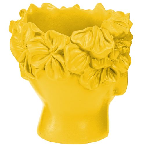 Article Buste de plante en polyrésine, pot jaune, 13,5 x 13 x 14 cm