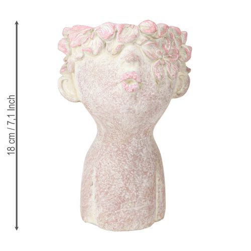 Article Pot en forme de tête Bouche en cœur Rose 18 cm 3 pièces