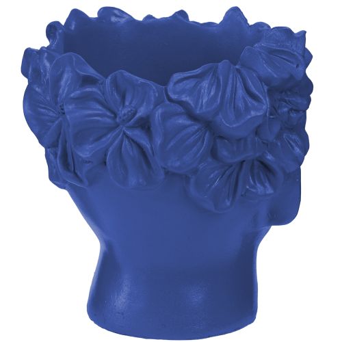 Article Tête de plante en polyrésine, buste, jardinière, bleu, 13,5 x 13 x 14 cm