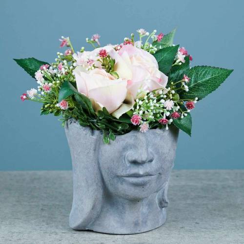Floristik24 Buste tête de plantation en béton pour plantation gris H14,5cm 2pcs