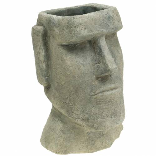 Floristik24 Tête de plante buste Moai gris H28cm