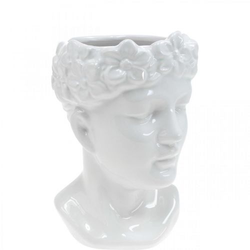 Floristik24 Vase à fleurs tête de plante buste femme en céramique blanche H19cm