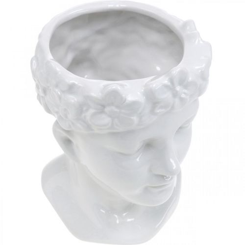 Floristik24 Vase à fleurs tête de plante buste femme en céramique blanche H19cm