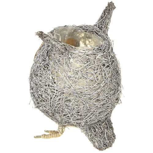 Article Panier à plantes hibou vigne blanc lavé Ø14cm