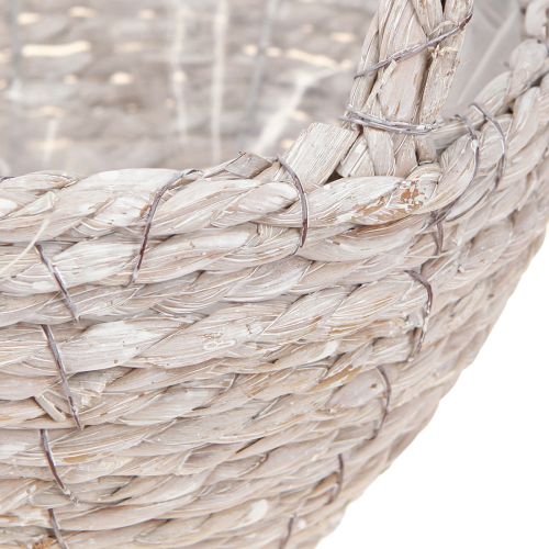 Article Panier à plantes avec anse en paille en blanc naturel Ø23/28 Lot de 2