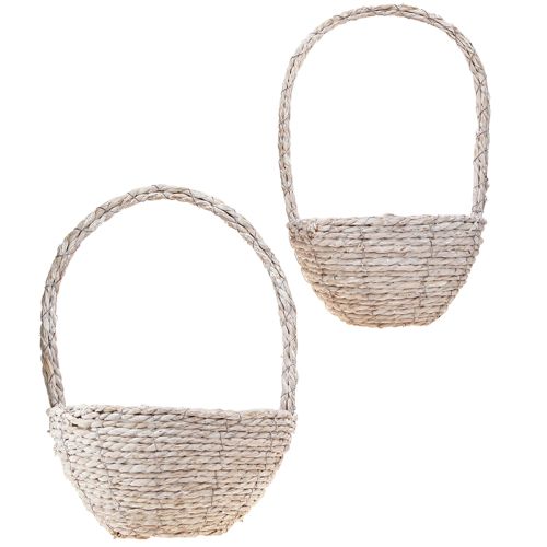 Article Panier à plantes avec anse en paille en blanc naturel Ø23/28 Lot de 2