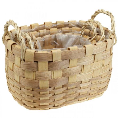 Article Cache pot panier à plantes avec anses nature 22/27/33cm lot de 3