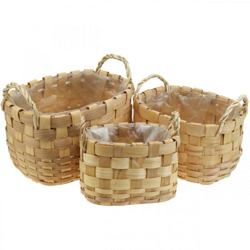 Floristik24 Cache pot panier à plantes avec anses nature 22/27/33cm lot de 3