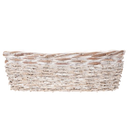 Jardinière en panier avec insert en aluminium, ovale, blanche, 37 cm | Floristik24.be
