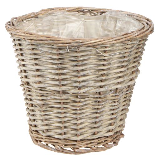 Floristik24 Panier à plantes en osier naturel gris-blanc Ø25 H21cm 2pcs