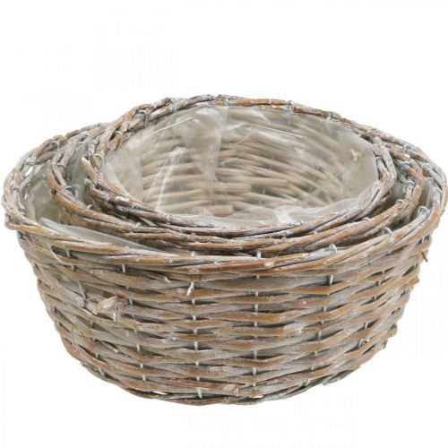 Article Panier à plantes panier en osier blanc lavé Ø21,5/26/Ø31cm lot de 3