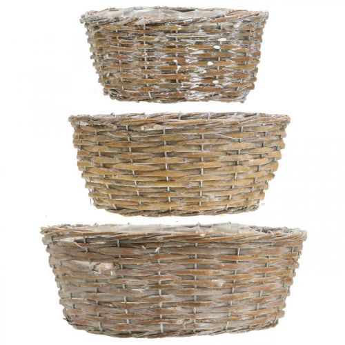 Article Panier à plantes panier en osier blanc lavé Ø21,5/26/Ø31cm lot de 3