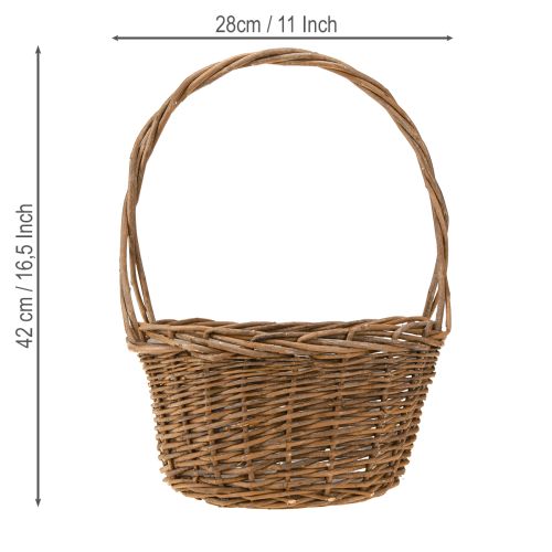 Article Panier à plantes avec anse ovale en osier marron 28/24 cm lot de 2