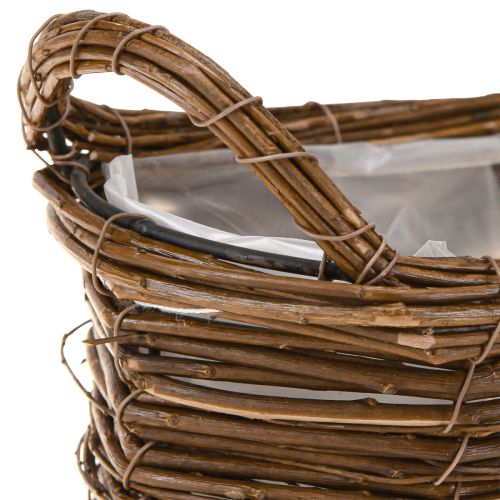 Article Panier à plantes avec poignées, ovale marron 57/50/42 cm, lot de 3