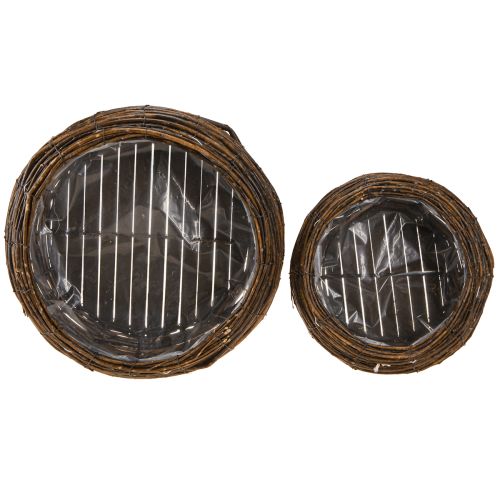 Article Panier à plantes rond avec panier en osier marron Ø32/23cm lot de 2