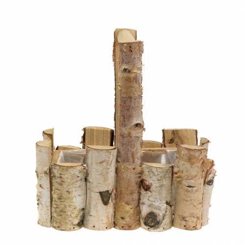 Floristik24 Panier de plantation de branches de bouleau avec poignée 24x14.5cm H25.5cm