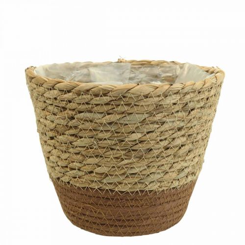 Panier à plantes jardinière corbeille en jonc de mer déco nature Ø19cm H16cm