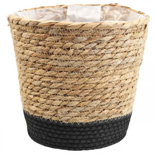 Panier à plantes jardinière corbeille en jonc de mer déco nature Ø26cm H23cm