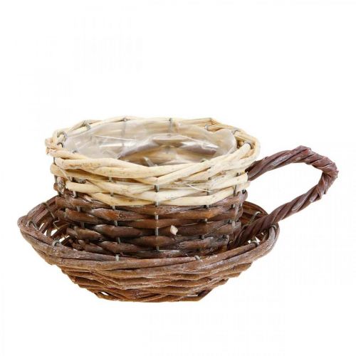 Floristik24 Panier à plantes tressé, coupe à plantes avec soucoupe Ø12cm