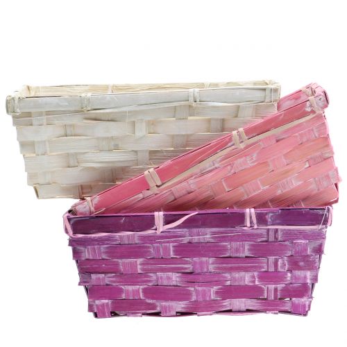 Floristik24 Panier à chips carré violet / blanc / rose 8pcs