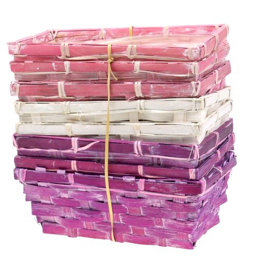 Article Panier à chips carré violet/blanc/rose 8 pcs